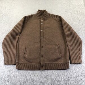 Vintage Brooks Brothers Sweater Men XL Brown Lambswool Chunky Cardigan Hong Kong